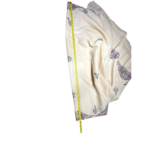 Hand-Embroidered Kashmiri Pashmina Shawl - Cream Wool With Silk Thread Floral Pa - Picture 12 of 12